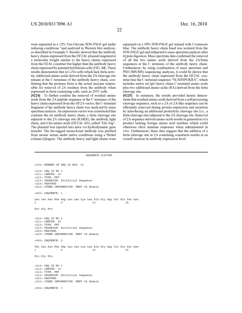 Compositions and methods for enhanced expression of recombinant polypeptides from a single vector using a peptide cleavage site - diagram, schematic, and image 37