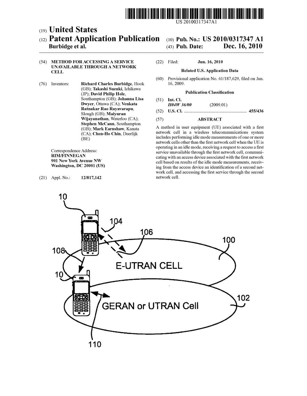 METHOD FOR ACCESSING A SERVICE UNAVAILABLE THROUGH A NETWORK CELL - diagram, schematic, and image 01