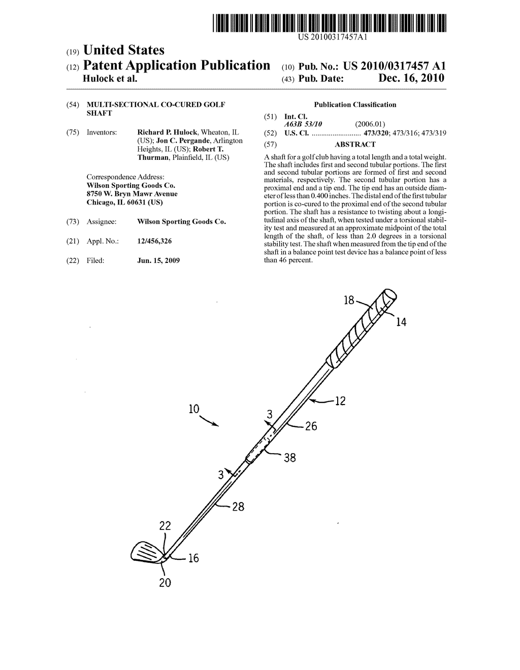 Multi-sectional co-cured golf shaft - diagram, schematic, and image 01