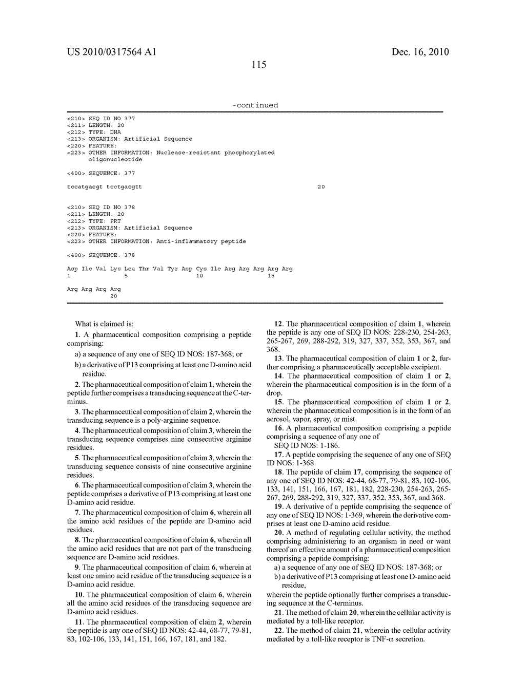 IMMUNOREGULATORY PEPTIDES AND METHODS OF USE - diagram, schematic, and image 120