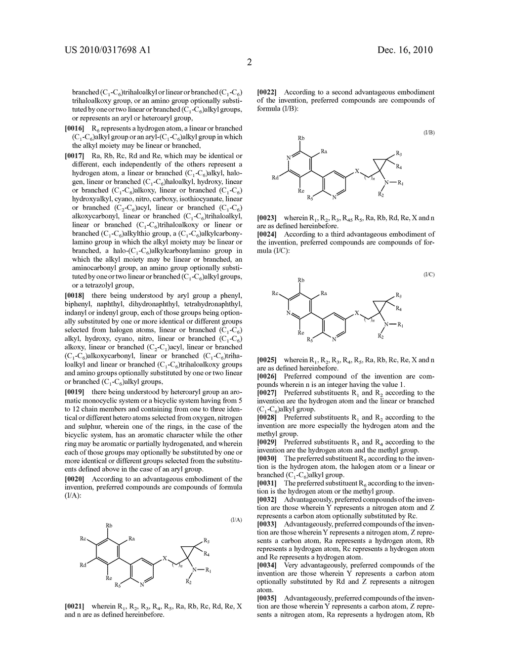 Polysubstituted Pyridinylaminoalkylene- and Pyridinyloxyalkylene-Cyclopropanamine Compounds, a Process for Their Preparation and Pharmaceutical Compositions Containing Them - diagram, schematic, and image 03