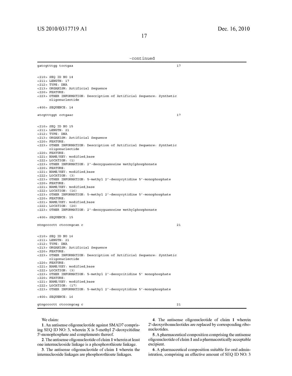 Antisense Oligonucleotides (ODN) Against SMAD7 and Uses Thereof in Medical Field - diagram, schematic, and image 28