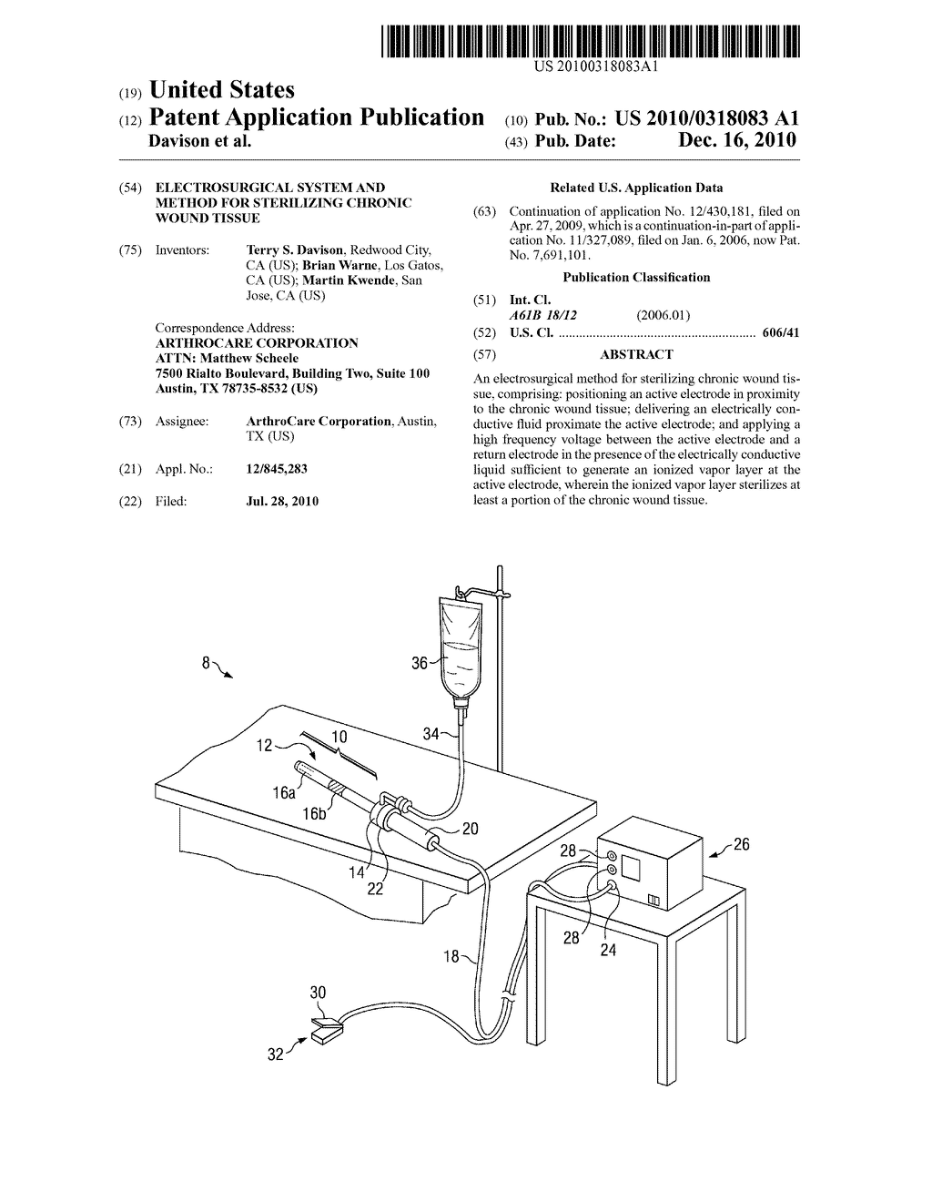 ELECTROSURGICAL SYSTEM AND METHOD FOR STERILIZING CHRONIC WOUND TISSUE - diagram, schematic, and image 01