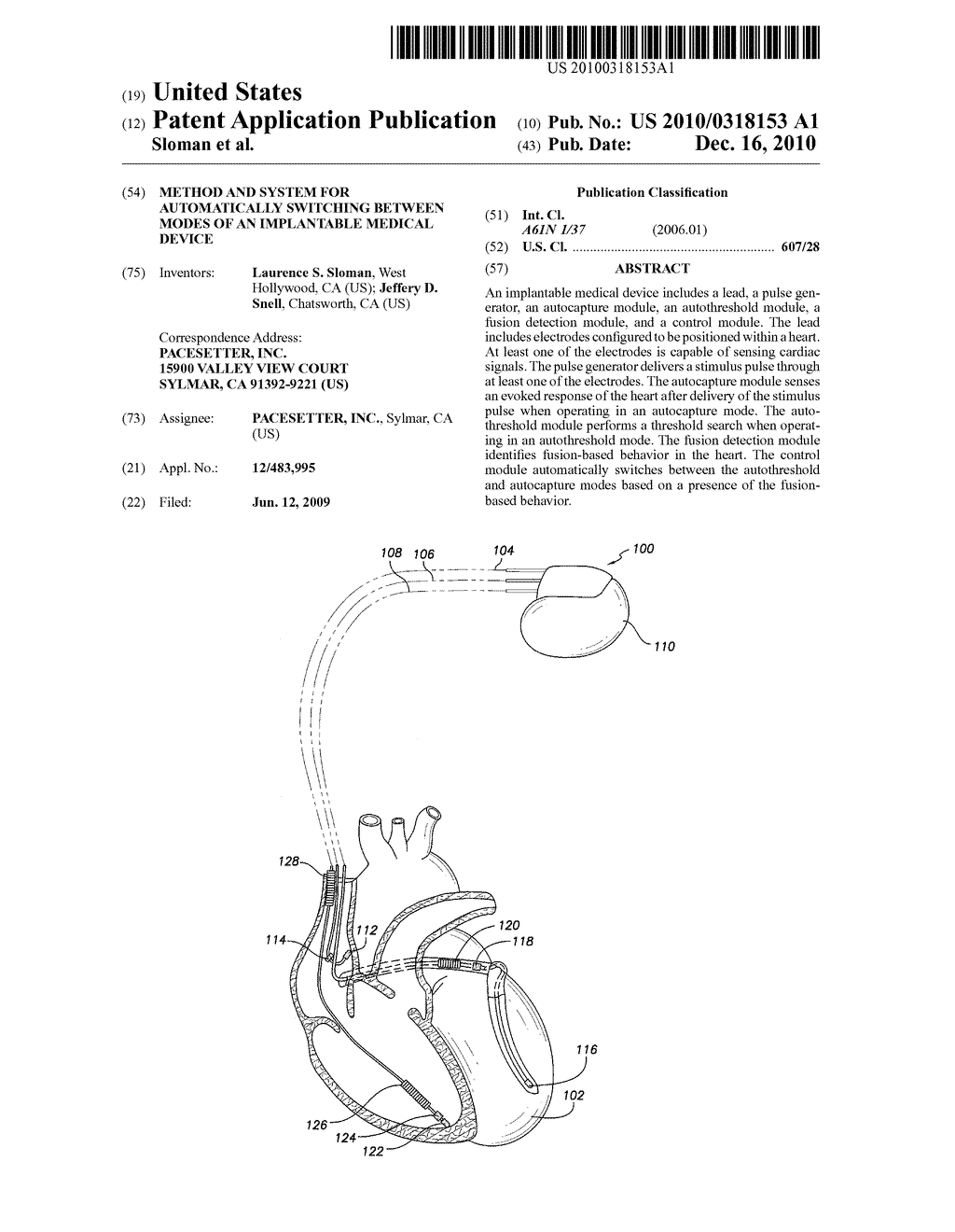 METHOD AND SYSTEM FOR AUTOMATICALLY SWITCHING BETWEEN MODES OF AN IMPLANTABLE MEDICAL DEVICE - diagram, schematic, and image 01