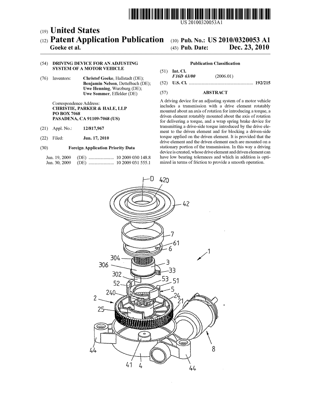 Driving device for an adjusting system of a motor vehicle - diagram, schematic, and image 01