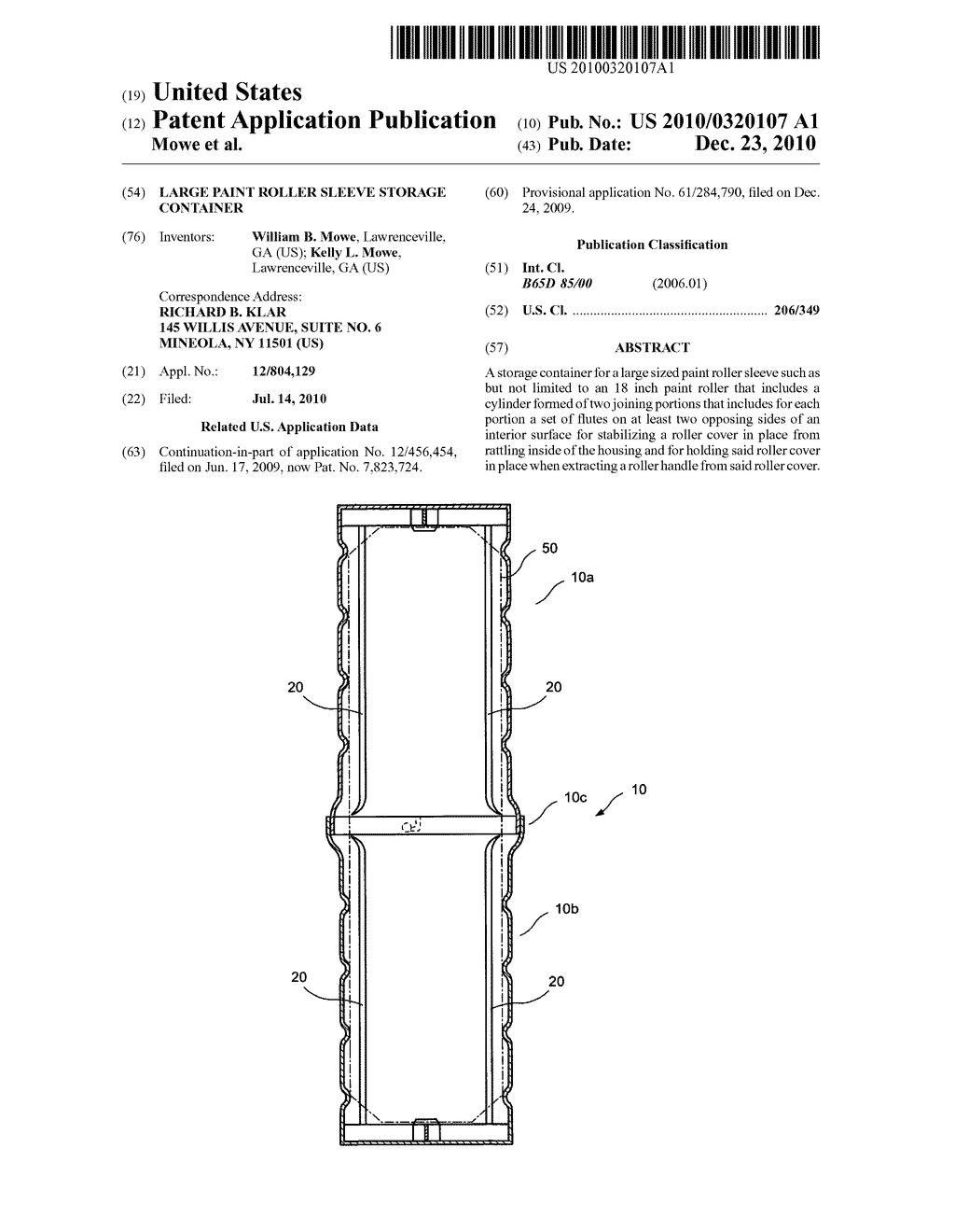 Large paint roller sleeve storage container - diagram, schematic, and image 01