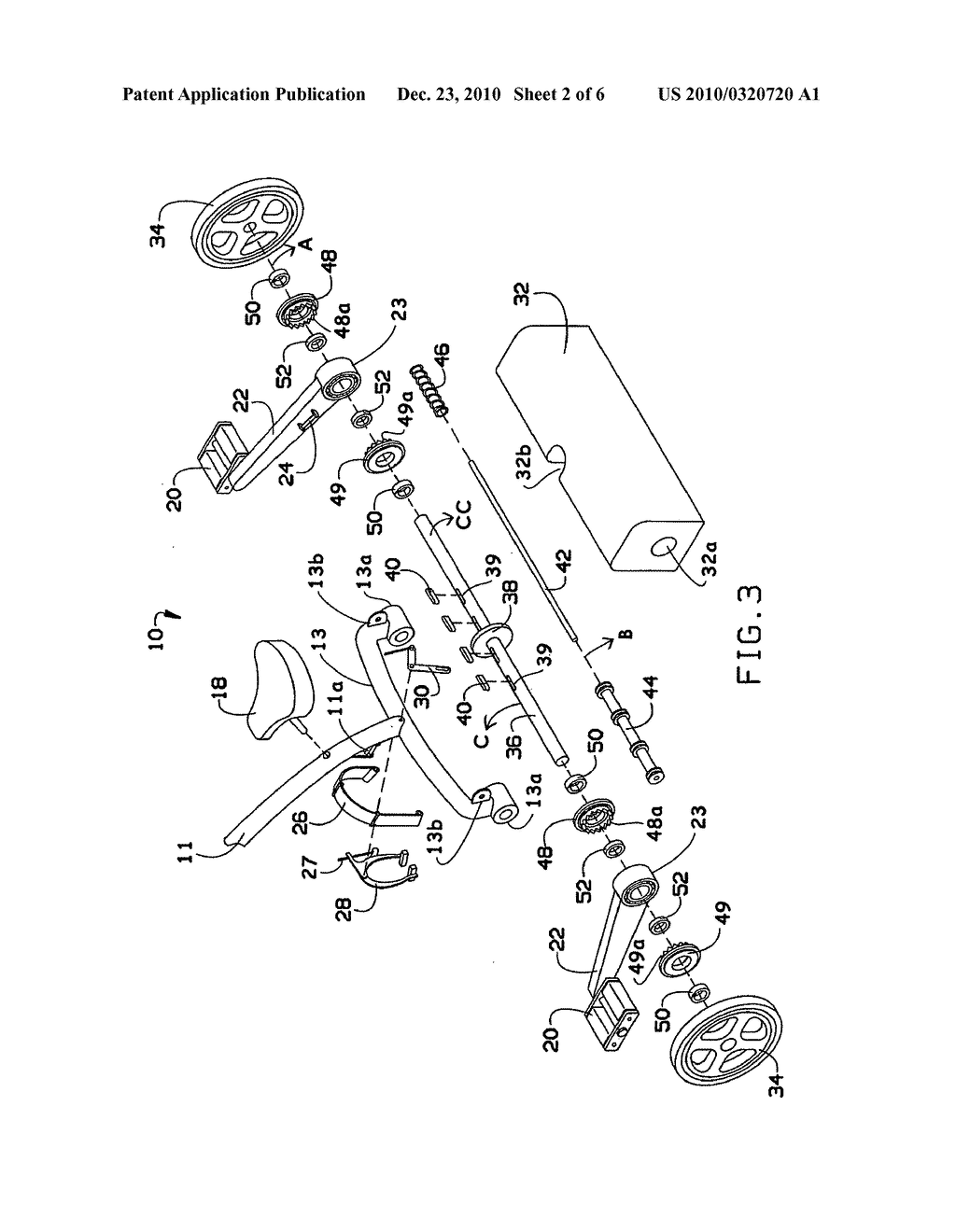 Motion transfer mechanism for transferring reciprocal motion to rotary motion and rider-propelled vehicle utilizing motion transfer mechanism - diagram, schematic, and image 03