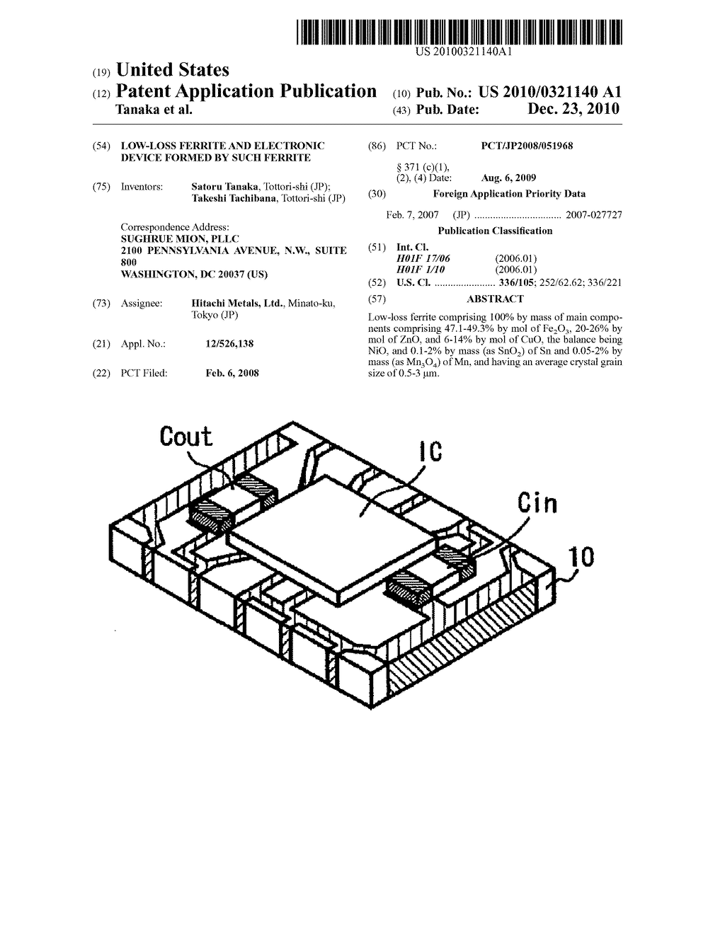 LOW-LOSS FERRITE AND ELECTRONIC DEVICE FORMED BY SUCH FERRITE - diagram, schematic, and image 01