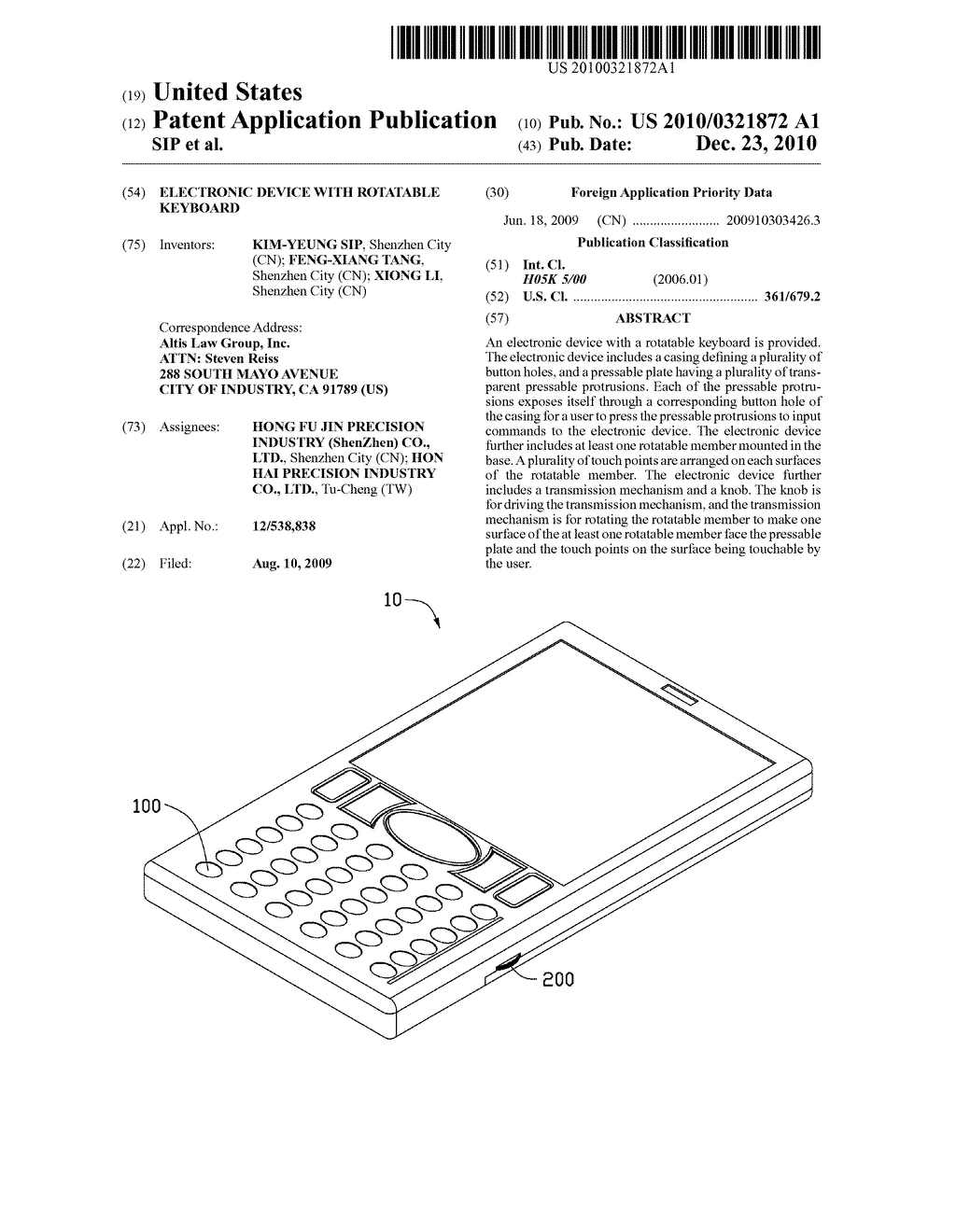 ELECTRONIC DEVICE WITH ROTATABLE KEYBOARD - diagram, schematic, and image 01