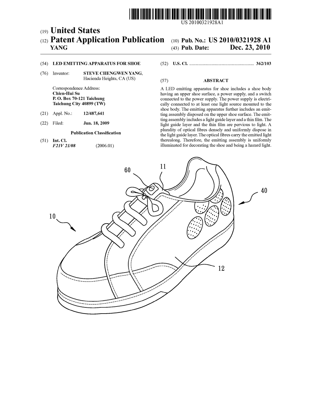 LED EMITTING APPARATUS FOR SHOE - diagram, schematic, and image 01