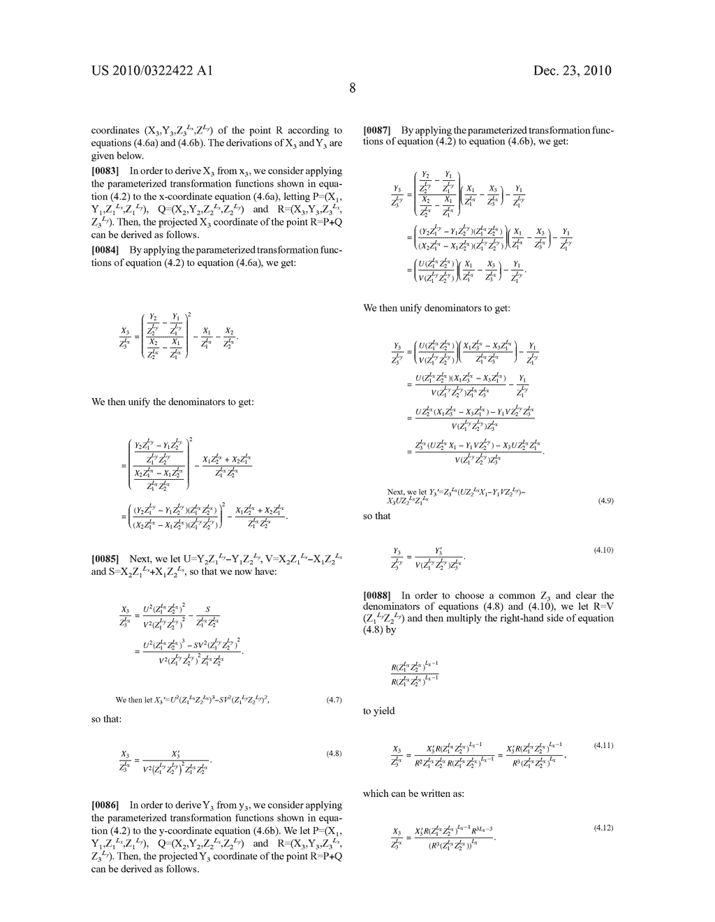 METHOD FOR ELLIPTIC CURVE SCALAR MULTIPLICATION USING PARAMETERIZED PROJECTIVE COORDINATES - diagram, schematic, and image 10