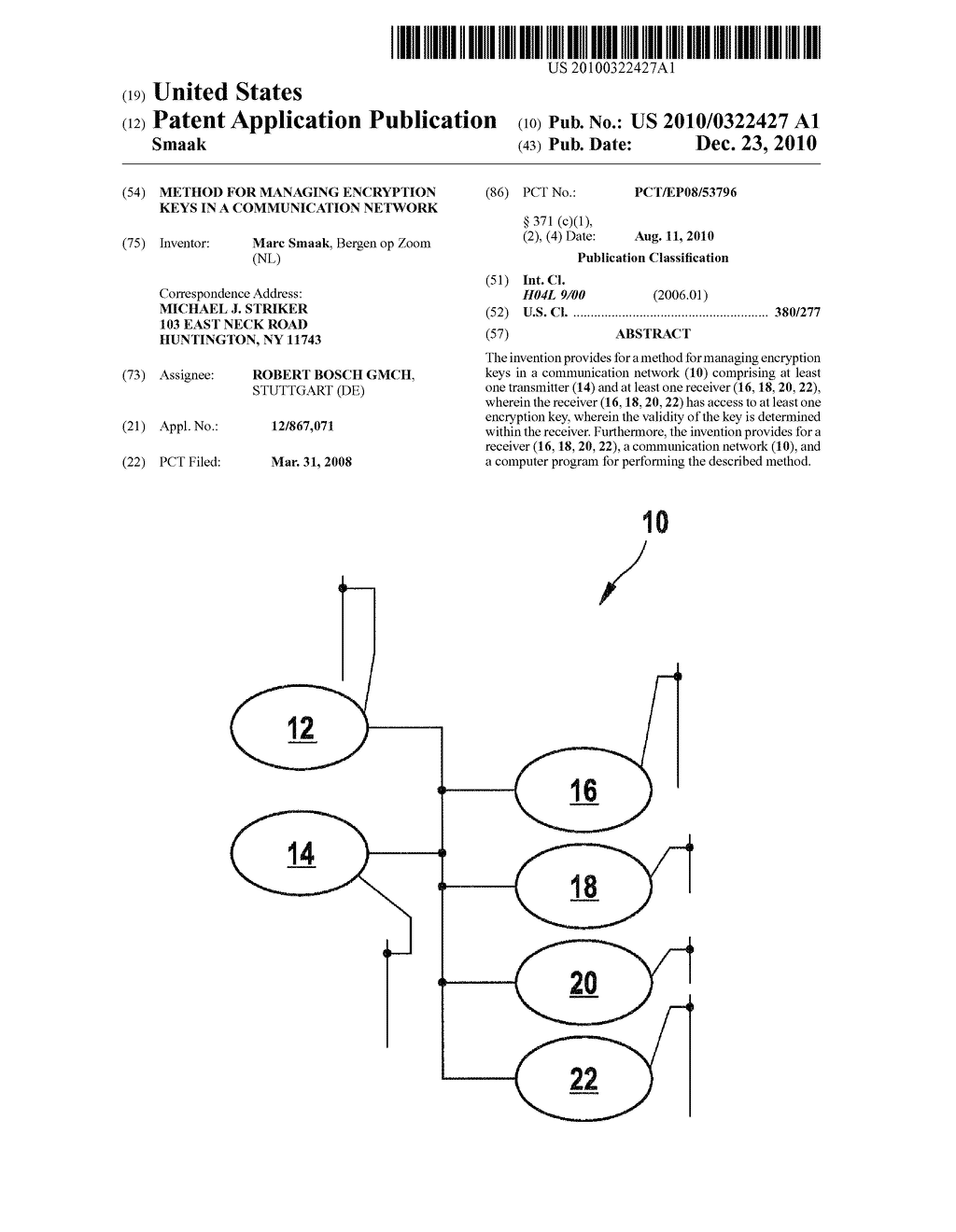 METHOD FOR MANAGING ENCRYPTION KEYS IN A COMMUNICATION NETWORK - diagram, schematic, and image 01