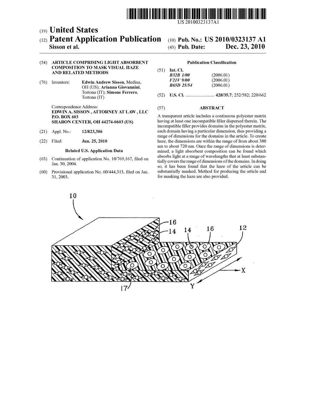 Article Comprising Light Absorbent Composition to Mask Visual Haze and Related Methods - diagram, schematic, and image 01