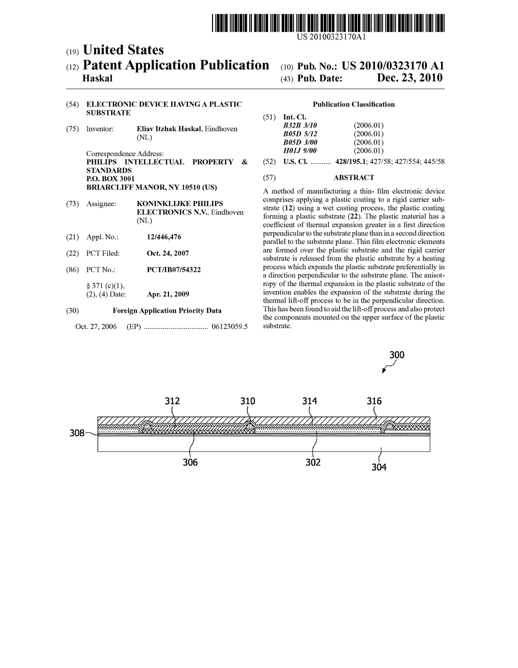 ELECTRONIC DEVICE HAVING A PLASTIC SUBSTRATE - diagram, schematic, and image 01