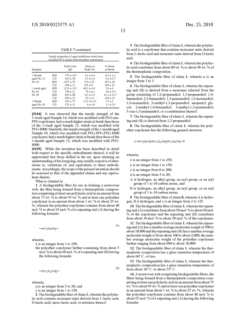 BIODEGRADABLE FIBERS FORMED FROM A THERMOPLASTIC COMPOSITION CONTAINING POLYLACTIC ACID AND A POLYETHER COPOLYMER - diagram, schematic, and image 16