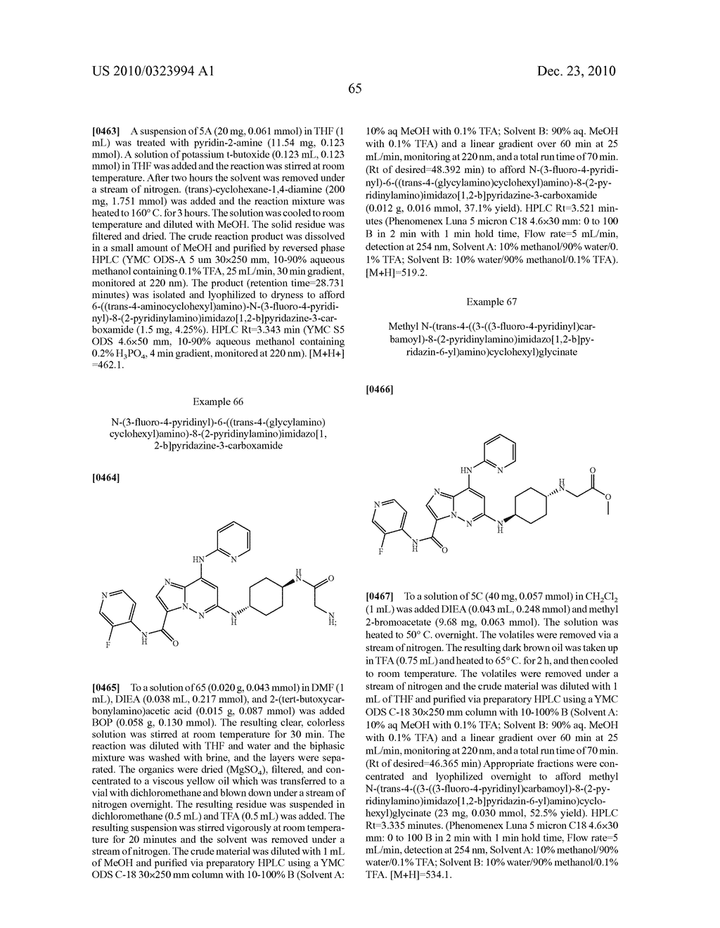 SUBSTITUTED IMIDAZOPYRIDAZINES USEFUL AS KINASE INHIBITORS - diagram, schematic, and image 66