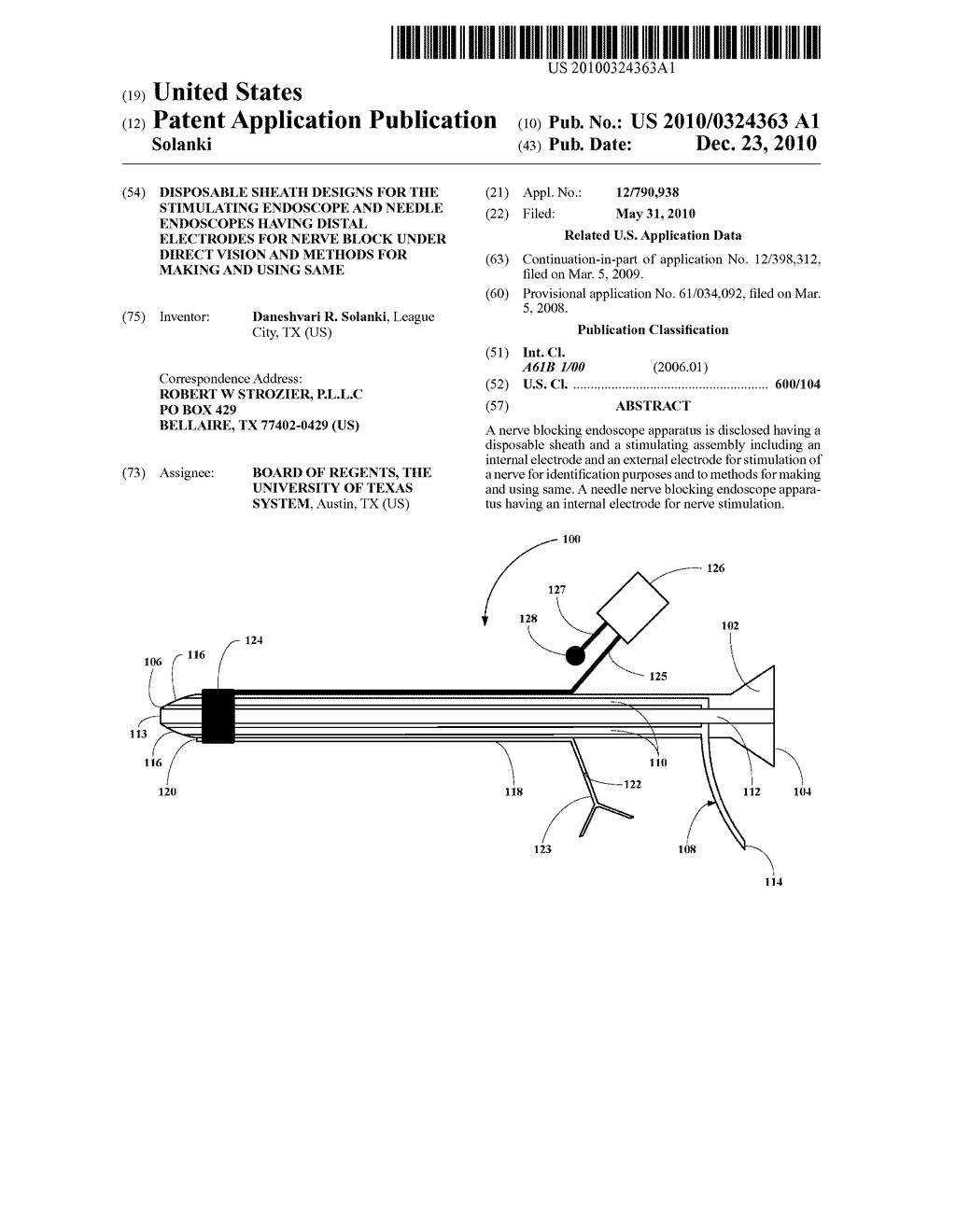 DISPOSABLE SHEATH DESIGNS FOR THE STIMULATING ENDOSCOPE AND NEEDLE ENDOSCOPES HAVING DISTAL ELECTRODES FOR NERVE BLOCK UNDER DIRECT VISION AND METHODS FOR MAKING AND USING SAME - diagram, schematic, and image 01