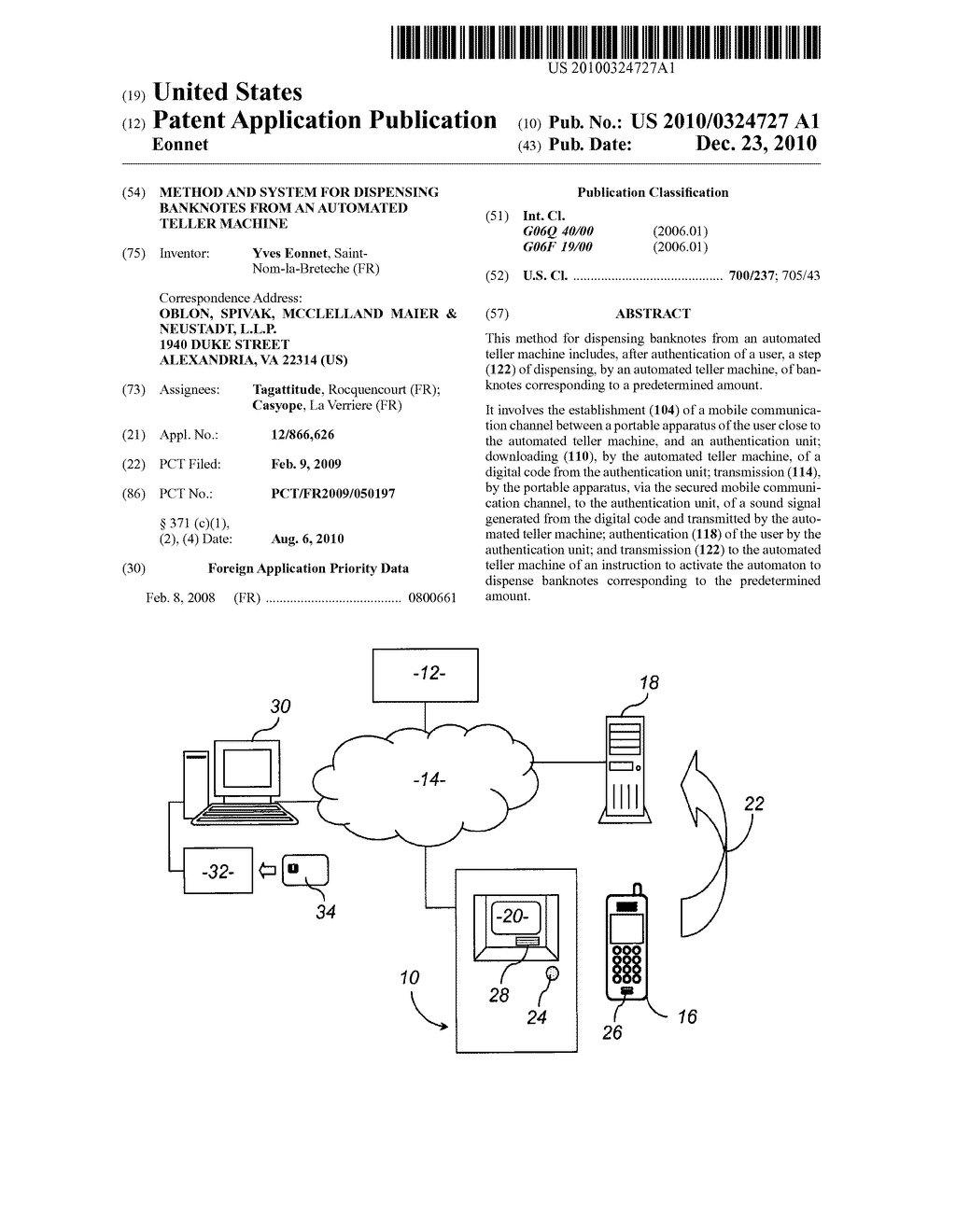 METHOD AND SYSTEM FOR DISPENSING BANKNOTES FROM AN AUTOMATED TELLER MACHINE - diagram, schematic, and image 01