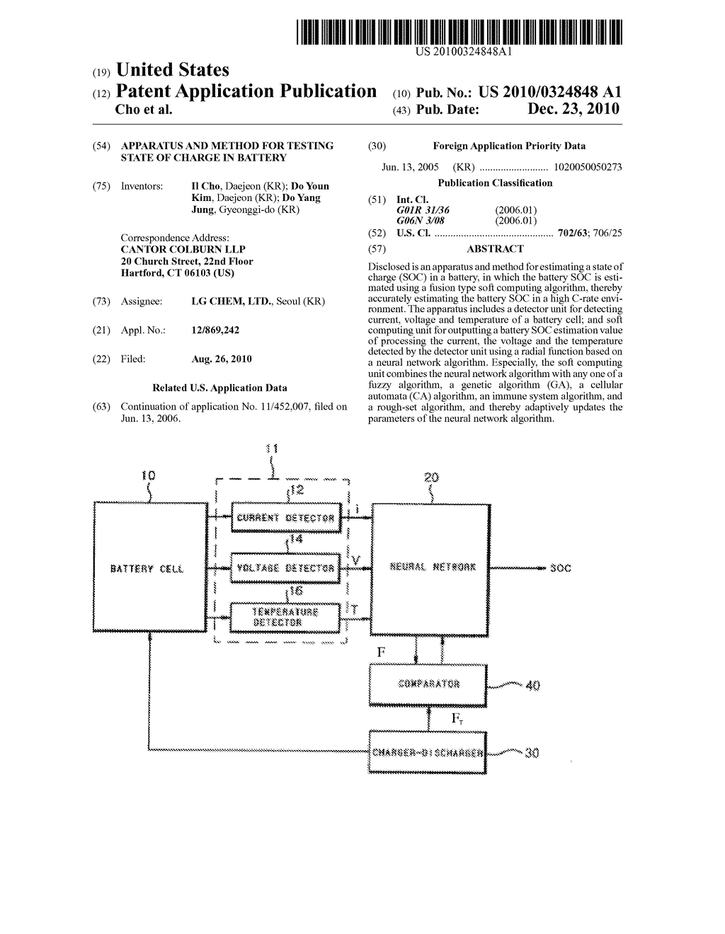 APPARATUS AND METHOD FOR TESTING STATE OF CHARGE IN BATTERY - diagram, schematic, and image 01