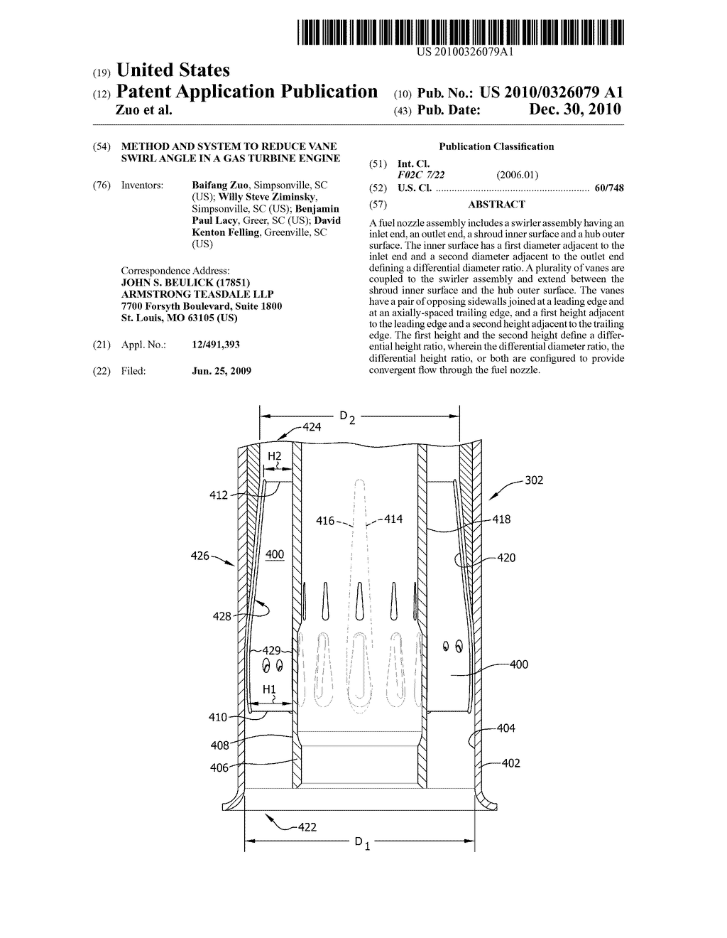 METHOD AND SYSTEM TO REDUCE VANE SWIRL ANGLE IN A GAS TURBINE ENGINE - diagram, schematic, and image 01