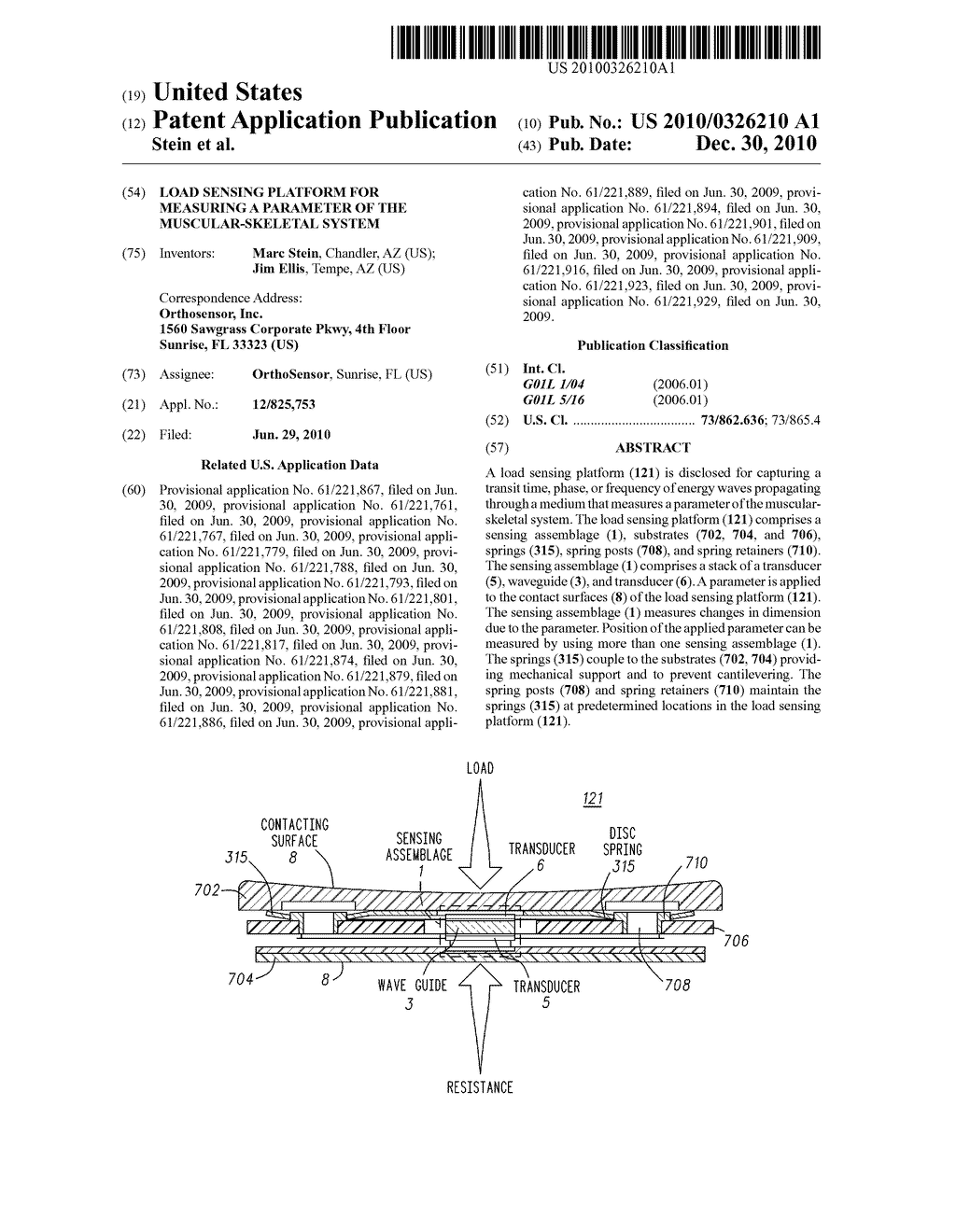 LOAD SENSING PLATFORM FOR MEASURING A PARAMETER OF THE MUSCULAR-SKELETAL SYSTEM - diagram, schematic, and image 01