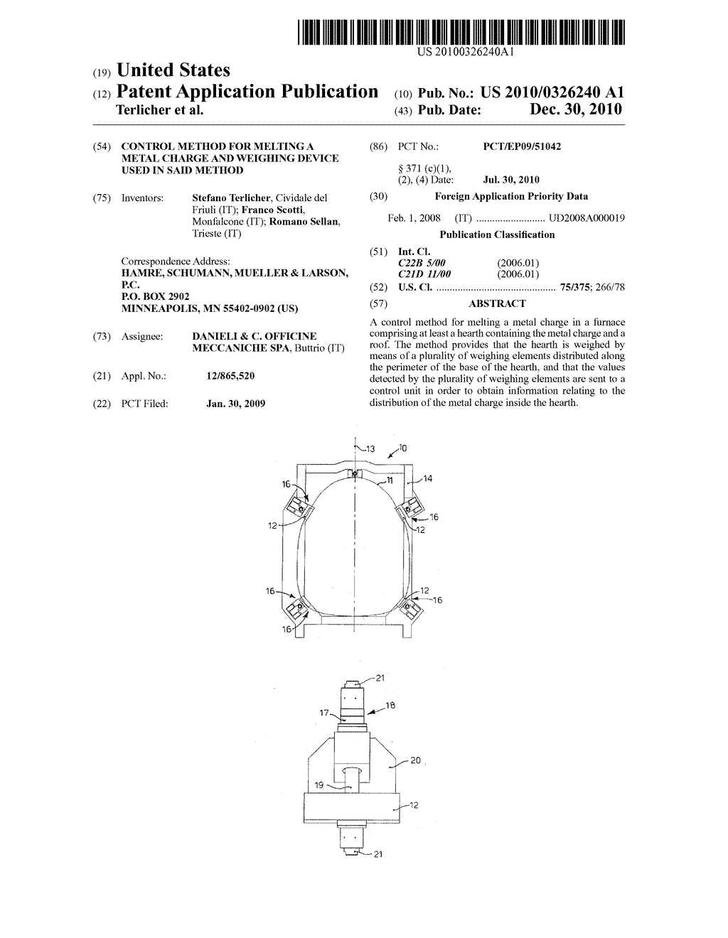 CONTROL METHOD FOR MELTING A METAL CHARGE AND WEIGHING DEVICE USED IN SAID METHOD - diagram, schematic, and image 01