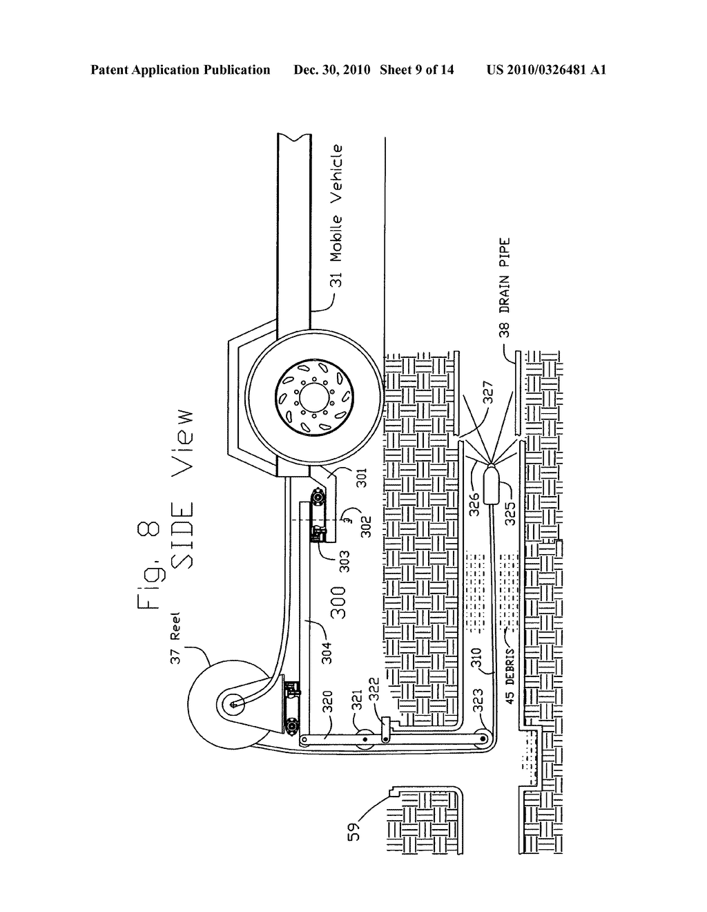 Mobile method for servicing or cleaning a utility sewer or drainage pipe - diagram, schematic, and image 10