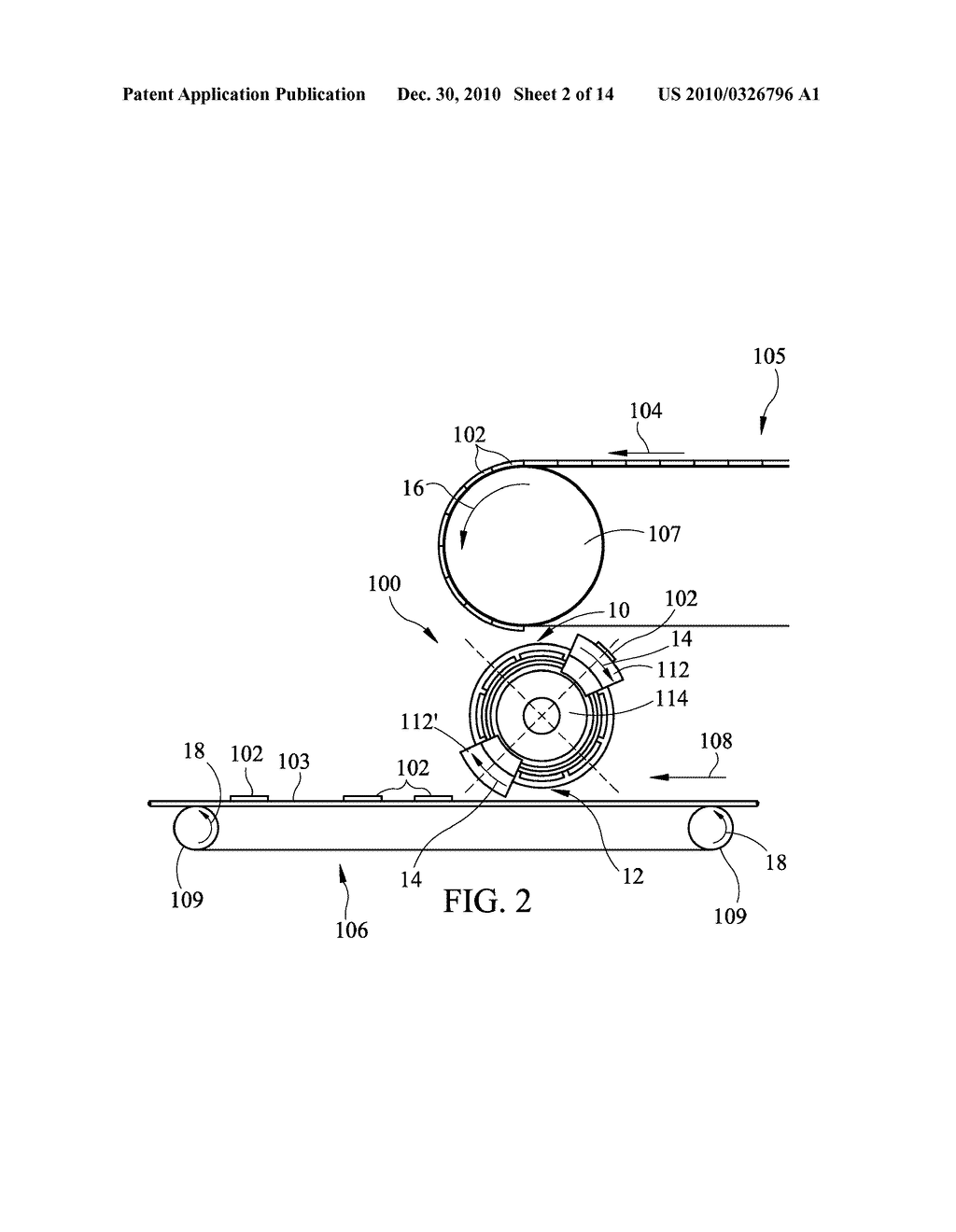 METHODS AND APPARATUSES FOR TRANSFERRING DISCRETE ARTICLES BETWEEN CARRIERS - diagram, schematic, and image 03