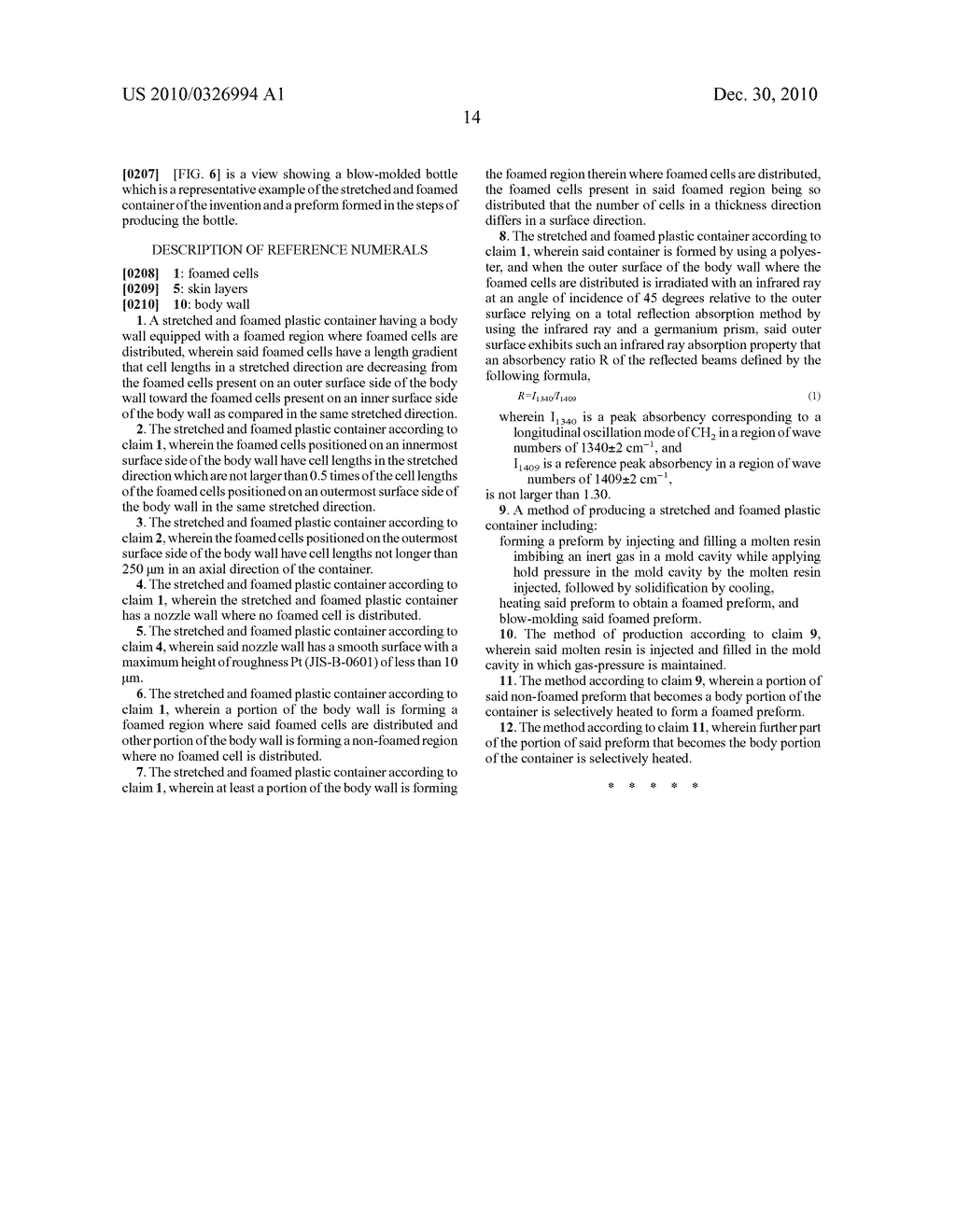 STRETCHED AND FOAMED PLASTIC CONTAINER AND METHOD OF PRODUCING THE SAME - diagram, schematic, and image 18