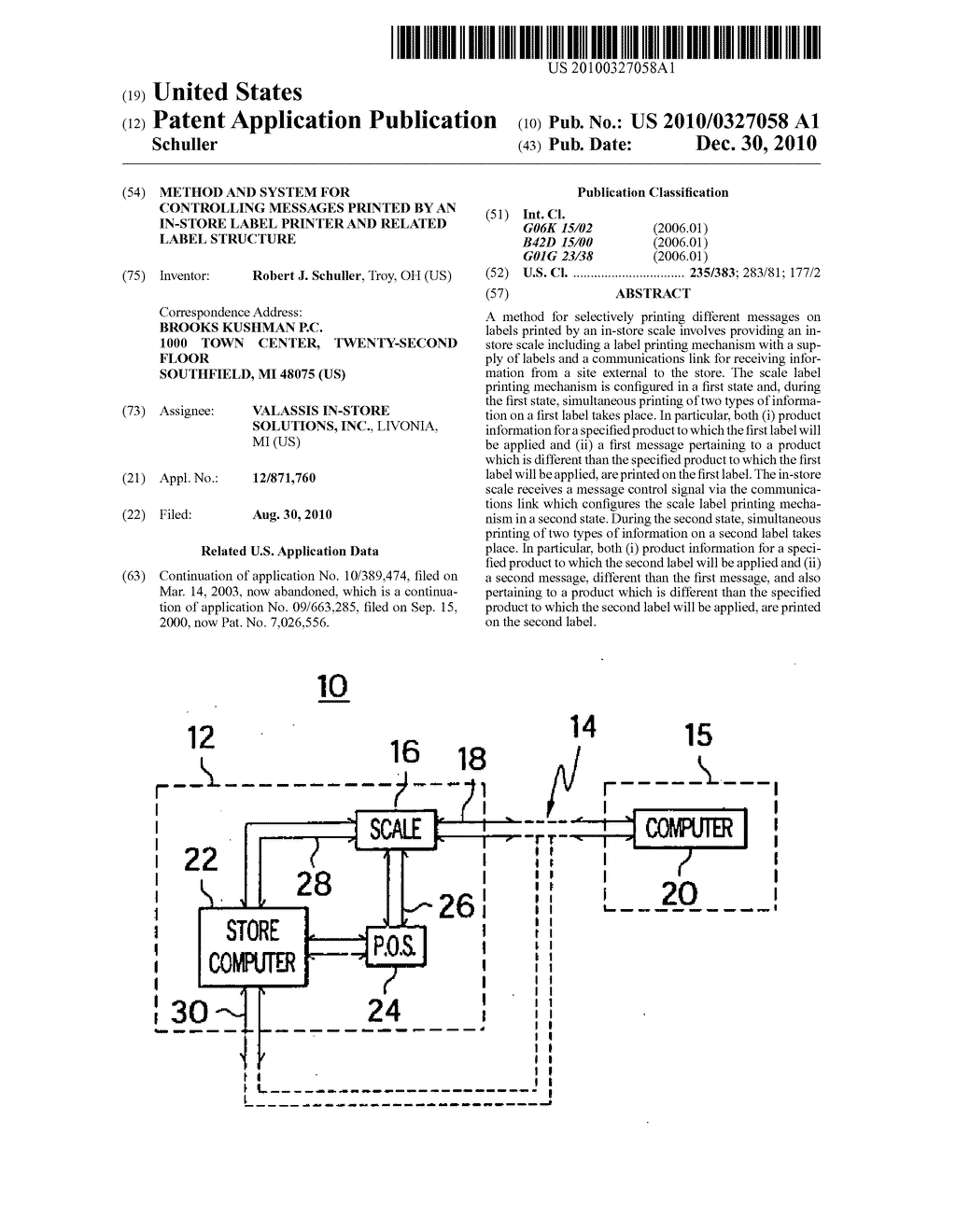 METHOD AND SYSTEM FOR CONTROLLING MESSAGES PRINTED BY AN IN-STORE LABEL PRINTER AND RELATED LABEL STRUCTURE - diagram, schematic, and image 01