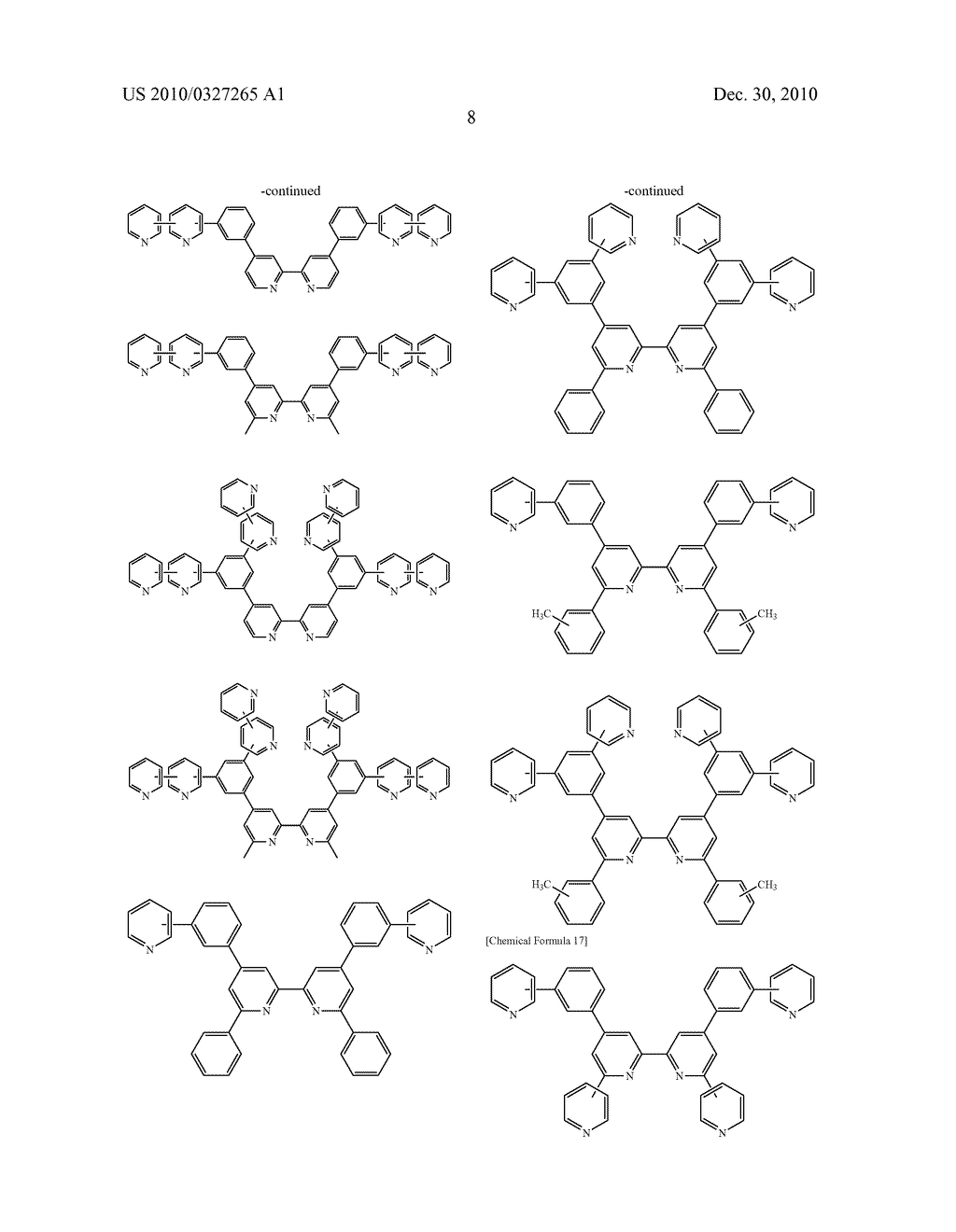 BIPIRIDINE DERIVATIVE AND ORGANIC ELECTROLUMINESCENCE ELEMENT CONTAINING THE SAME - diagram, schematic, and image 19