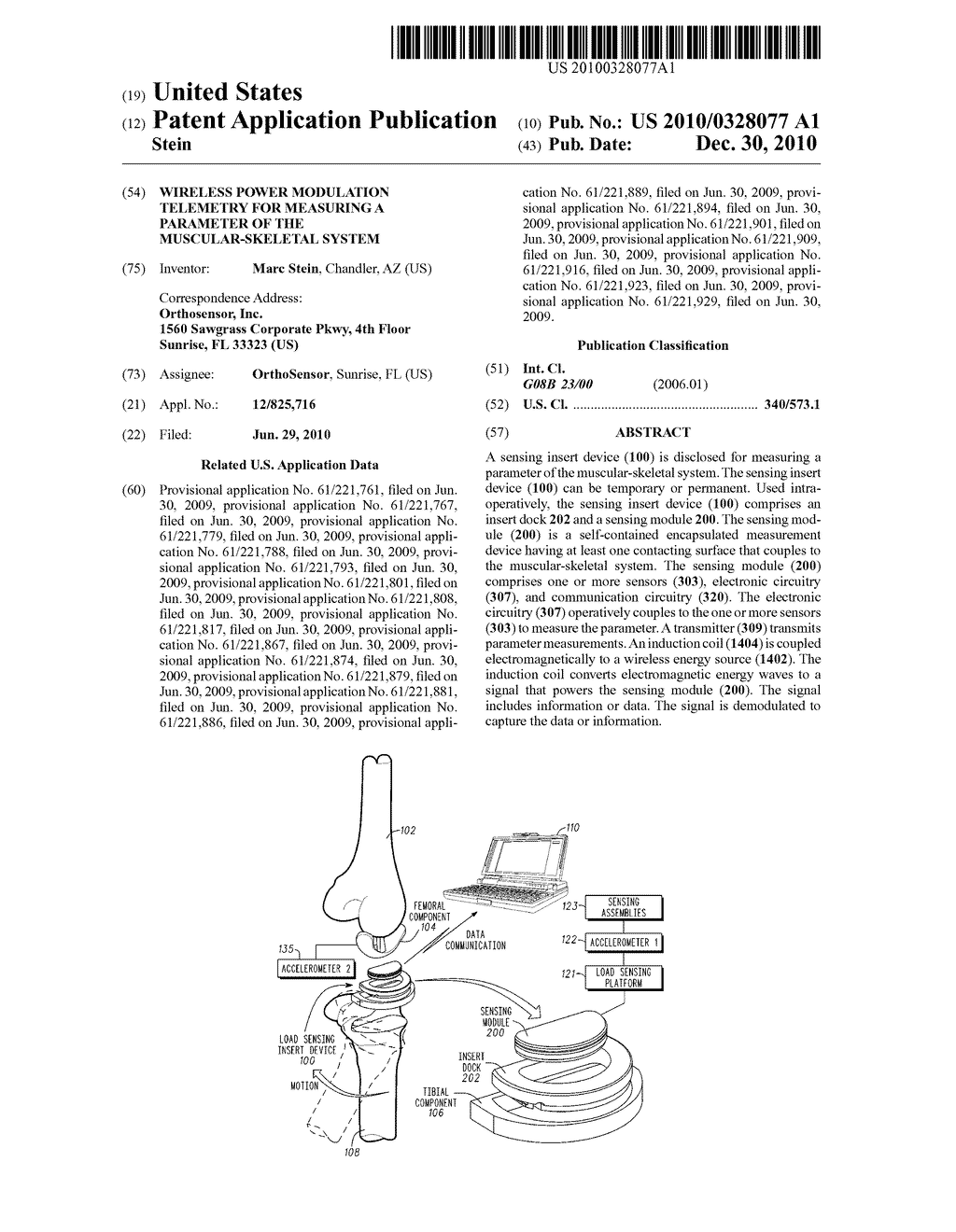 WIRELESS POWER MODULATION TELEMETRY FOR MEASURING A PARAMETER OF THE MUSCULAR-SKELETAL SYSTEM - diagram, schematic, and image 01