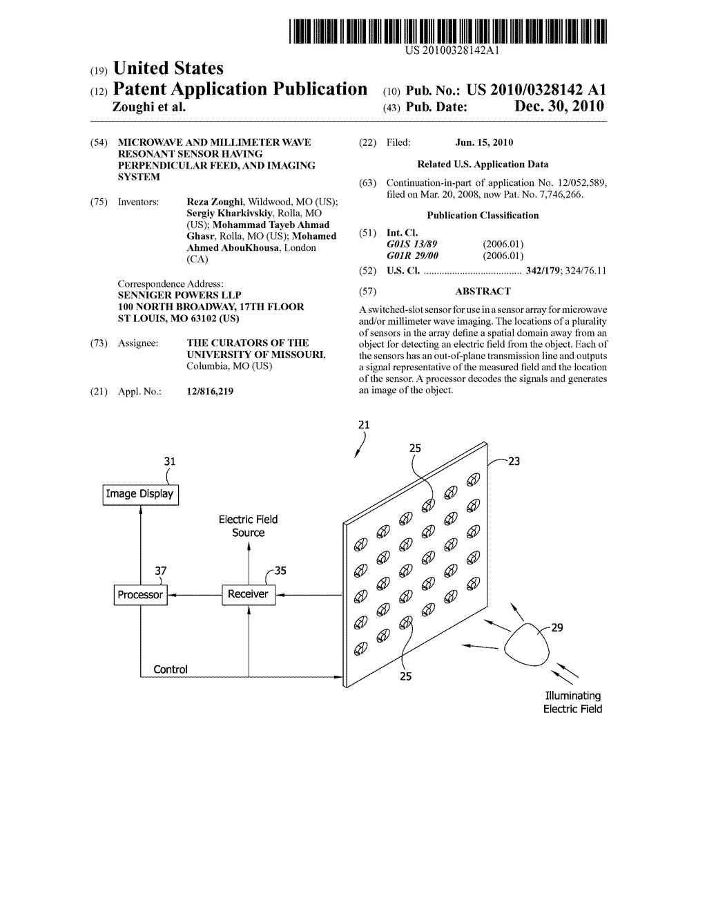 MICROWAVE AND MILLIMETER WAVE RESONANT SENSOR HAVING PERPENDICULAR FEED, AND IMAGING SYSTEM - diagram, schematic, and image 01