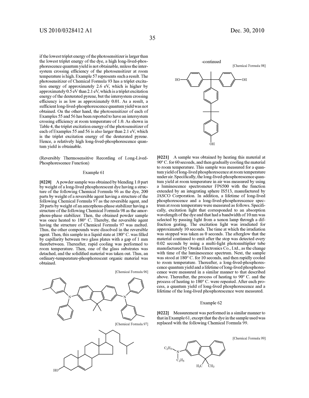 ORDINARY-TEMPERATURE-PHOSPHORESCENT ORGANIC MATERIAL, REVERSIBLY THERMOSENSITIVE RECORDING MATERIAL, REVERSIBLY THERMOSENSITIVE RECORDING MEDIUM, AND METHOD OF RECORDING IN REVERSIBLY THERMOSENSITIVE RECORDING MEDIUM - diagram, schematic, and image 46