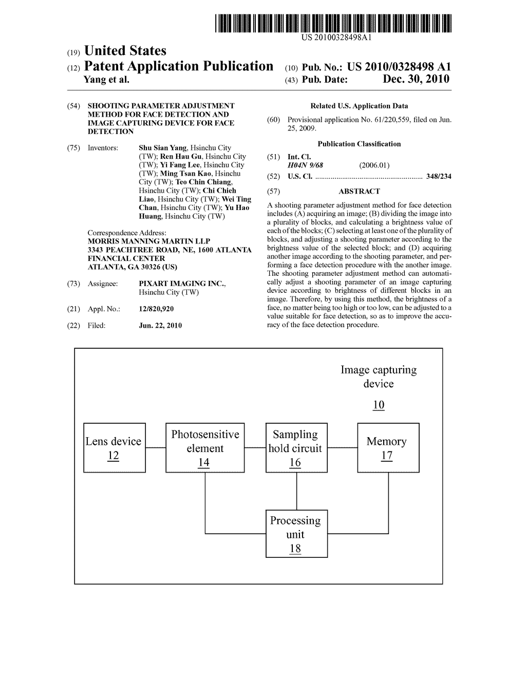 SHOOTING PARAMETER ADJUSTMENT METHOD FOR FACE DETECTION AND IMAGE CAPTURING DEVICE FOR FACE DETECTION - diagram, schematic, and image 01