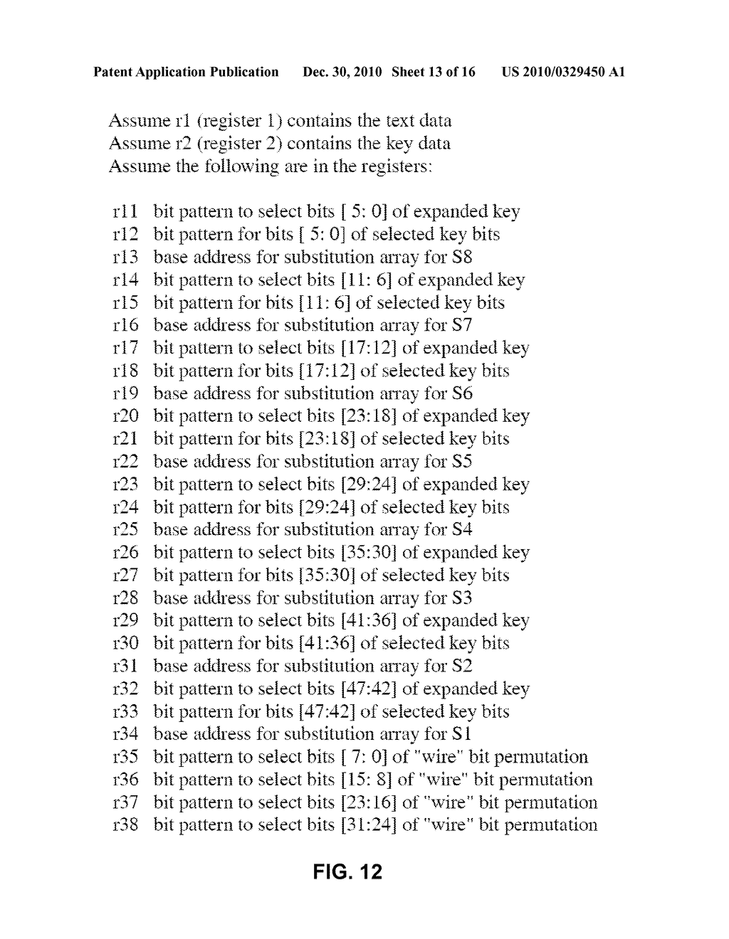 INSTRUCTIONS FOR PERFORMING DATA ENCRYPTION STANDARD (DES) COMPUTATIONS USING GENERAL-PURPOSE REGISTERS - diagram, schematic, and image 14