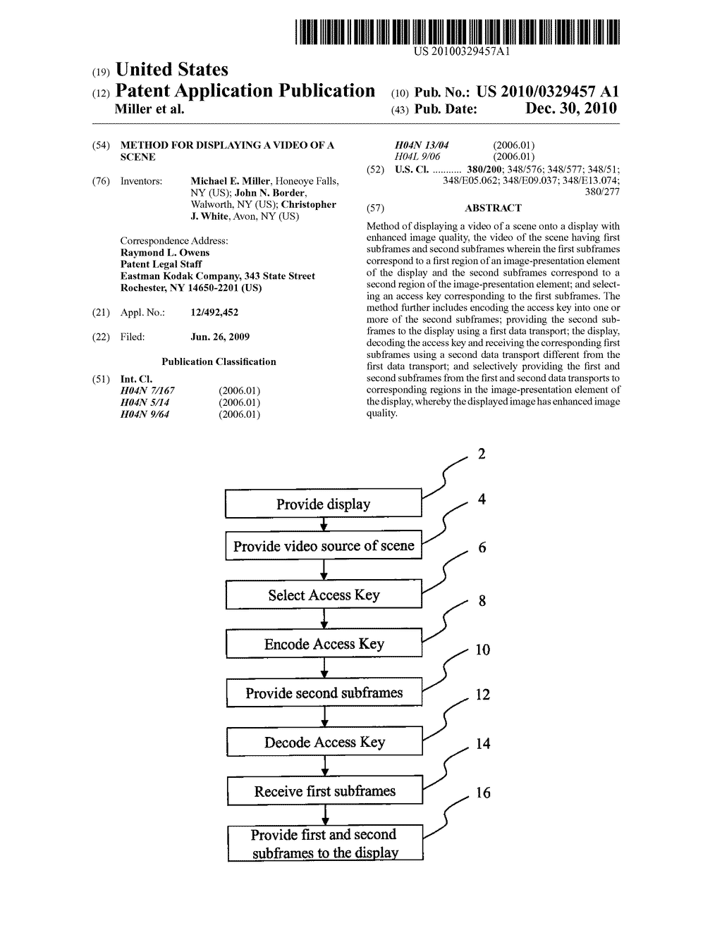 METHOD FOR DISPLAYING A VIDEO OF A SCENE - diagram, schematic, and image 01