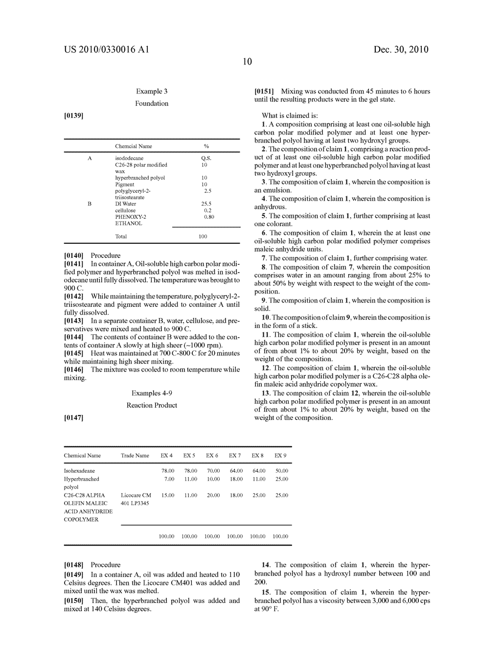 COMPOSITION COMPRISING A POLYOL AND A OIL-SOLUBLE HIGH CARBON POLAR MODIFIED POLYMER - diagram, schematic, and image 11