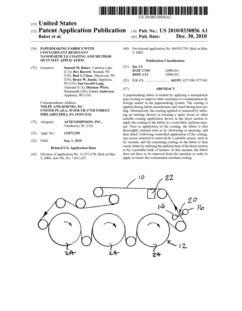 PAPERMAKING FABRICS WITH CONTAMINANT RESISTANT NANOPARTICLE COATING AND METHOD OF IN SITU APPLICATION - diagram, schematic, and image 01