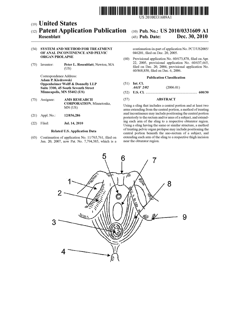 SYSTEM AND METHOD FOR TREATMENT OF ANAL INCONTINENCE AND PELVIC ORGAN PROLAPSE - diagram, schematic, and image 01