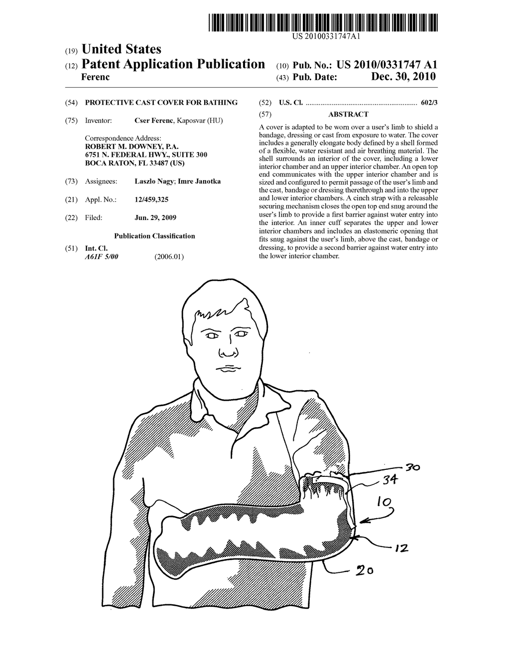 Protective cast cover for bathing - diagram, schematic, and image 01