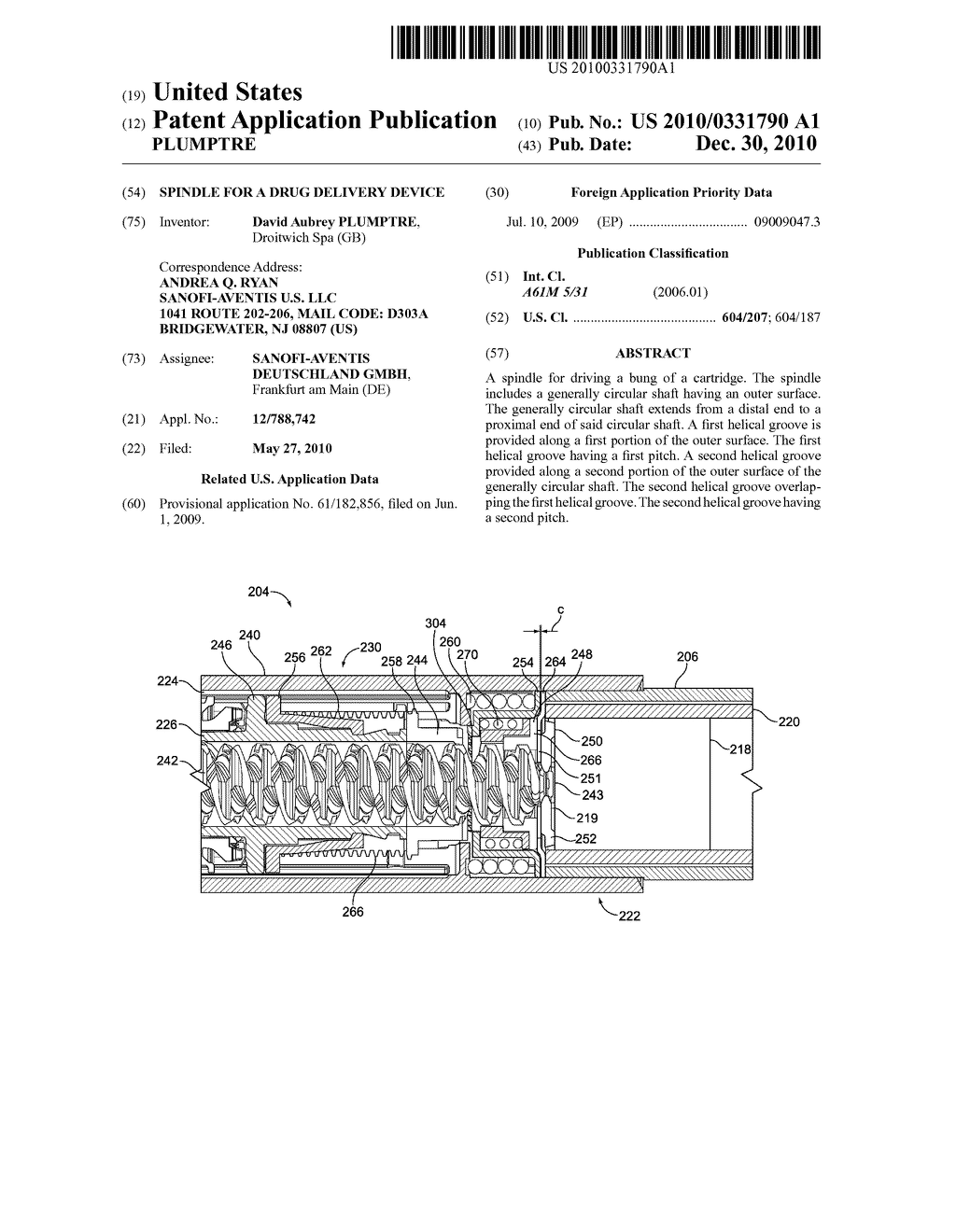 SPINDLE FOR A DRUG DELIVERY DEVICE - diagram, schematic, and image 01