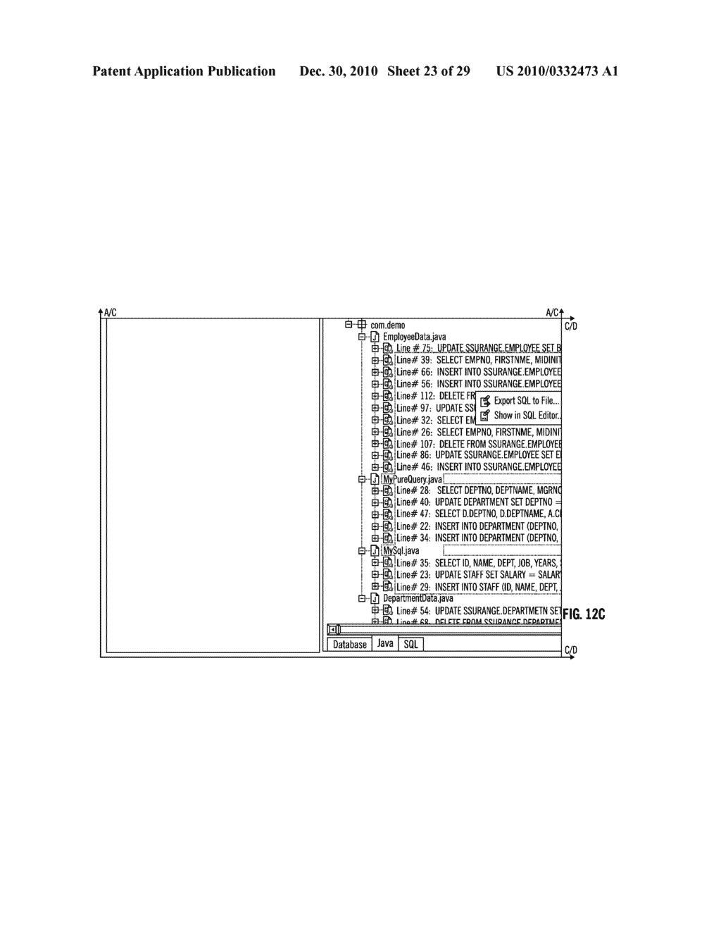 CORRELATING QUERIES ISSUED BY APPLICATIONS WITH THEIR SOURCE LINES AND ANALYZING APPLICATIONS FOR PROBLEM DETERMINATION AND WHERE USED ANALYSIS - diagram, schematic, and image 24