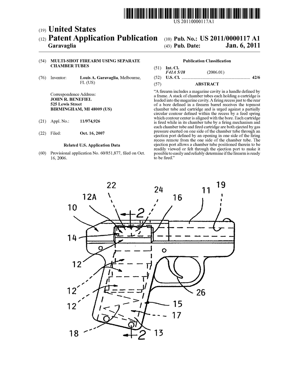 MULTI-SHOT FIREARM USING SEPARATE CHAMBER TUBES - diagram, schematic, and image 01