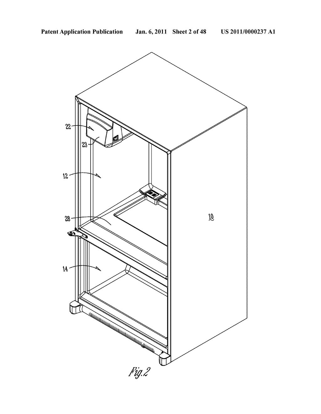 INSULATED ICE COMPARTMENT FOR BOTTOM MOUNT REFRIGERATOR WITH CONTROLLED DAMPER - diagram, schematic, and image 03