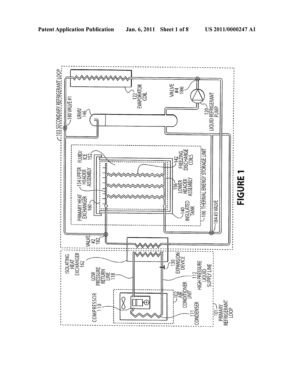 MULTIPLE REFRIGERANT THERMAL ENERGY STORAGE AND COOLING SYSTEM WITH SECONDARY REFRIGERANT ISOLATION - diagram, schematic, and image 02