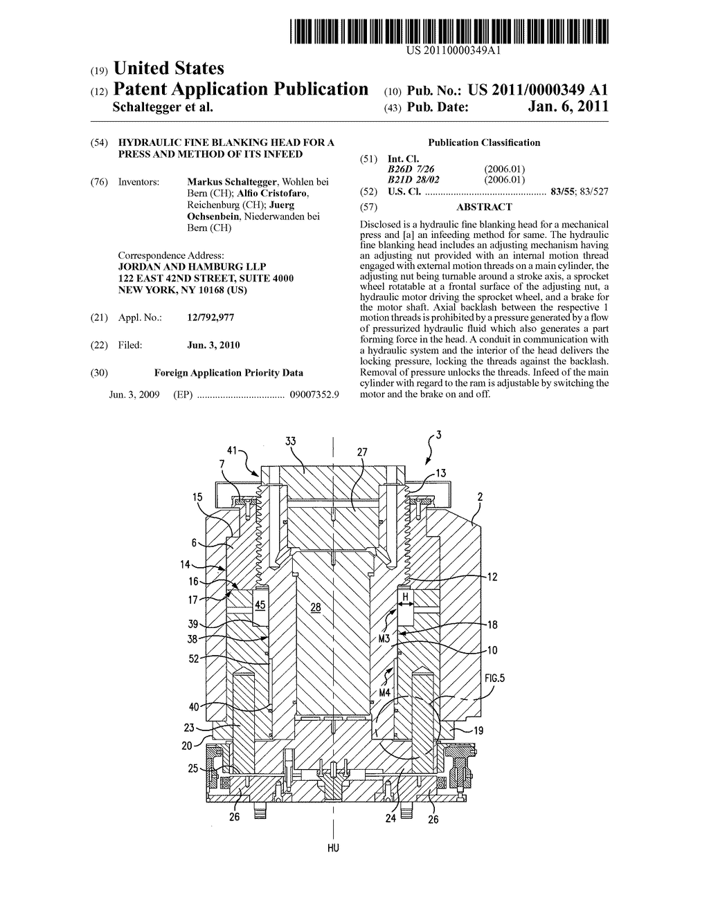 HYDRAULIC FINE BLANKING HEAD FOR A PRESS AND METHOD OF ITS INFEED - diagram, schematic, and image 01