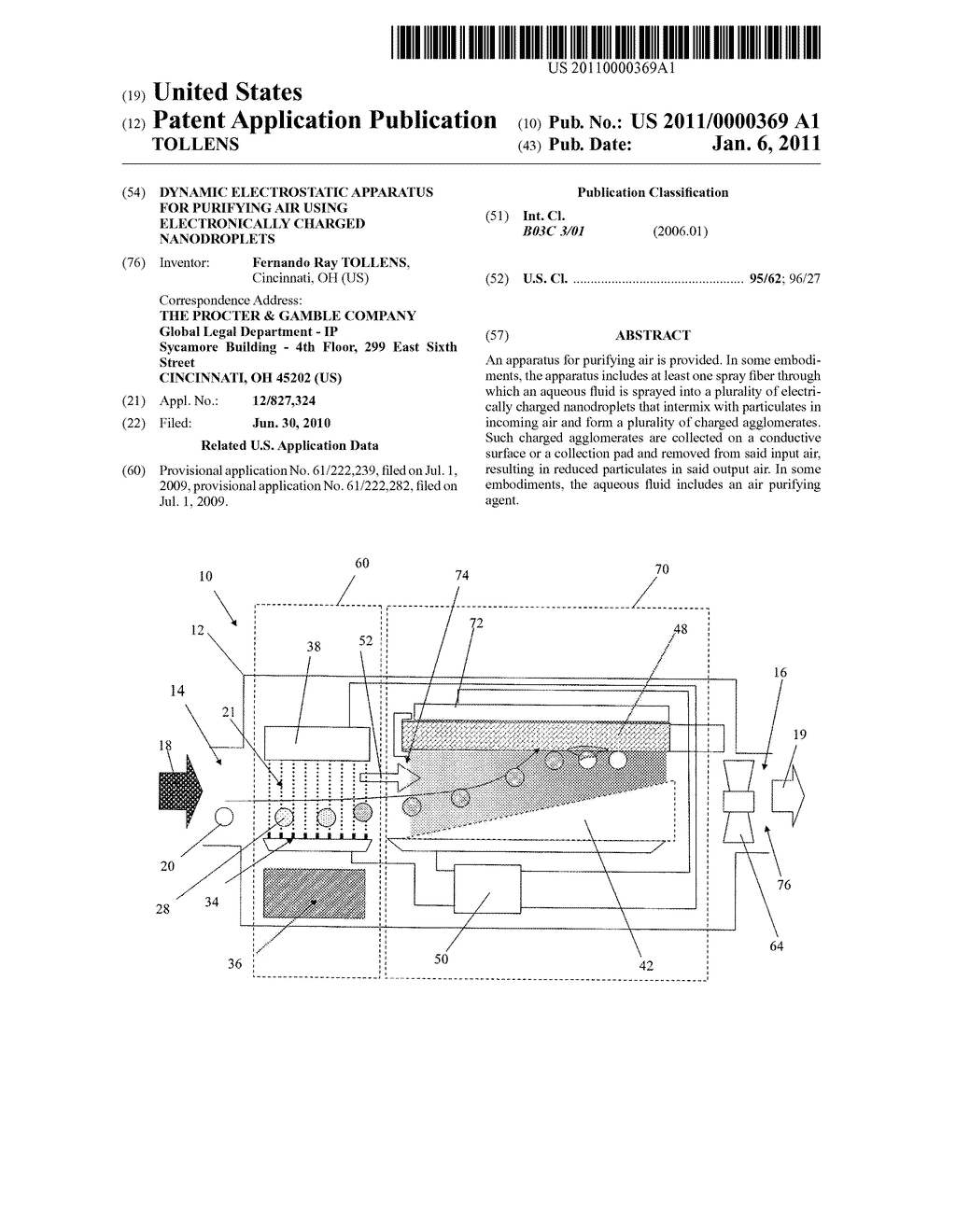 DYNAMIC ELECTROSTATIC APPARATUS FOR PURIFYING AIR USING ELECTRONICALLY CHARGED NANODROPLETS - diagram, schematic, and image 01