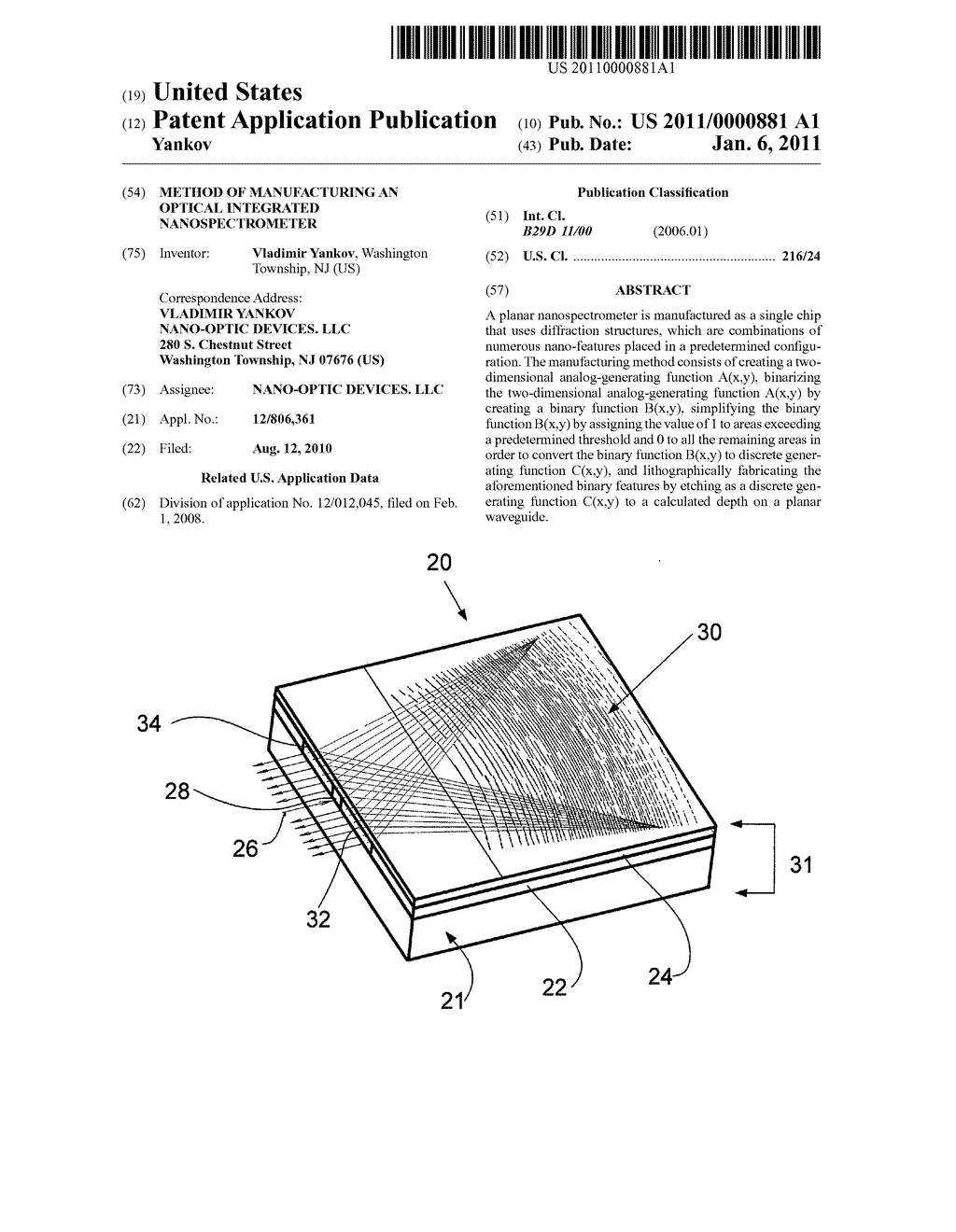 Method of manufacturing an optical integrated nanospectrometer - diagram, schematic, and image 01