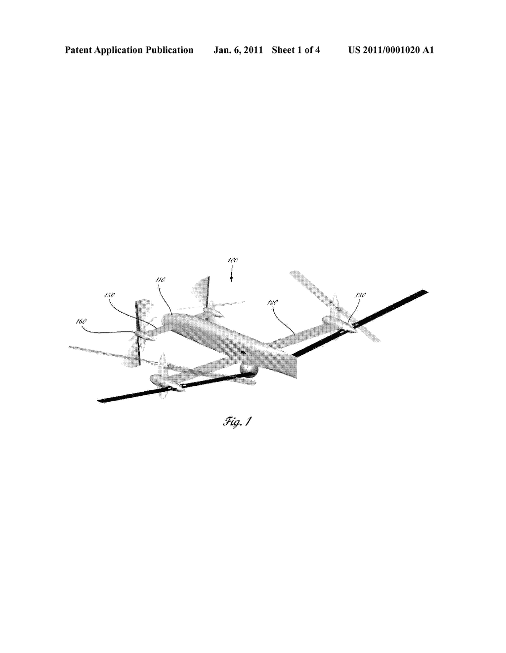 QUAD TILT ROTOR AERIAL VEHICLE WITH STOPPABLE ROTORS - diagram, schematic, and image 02